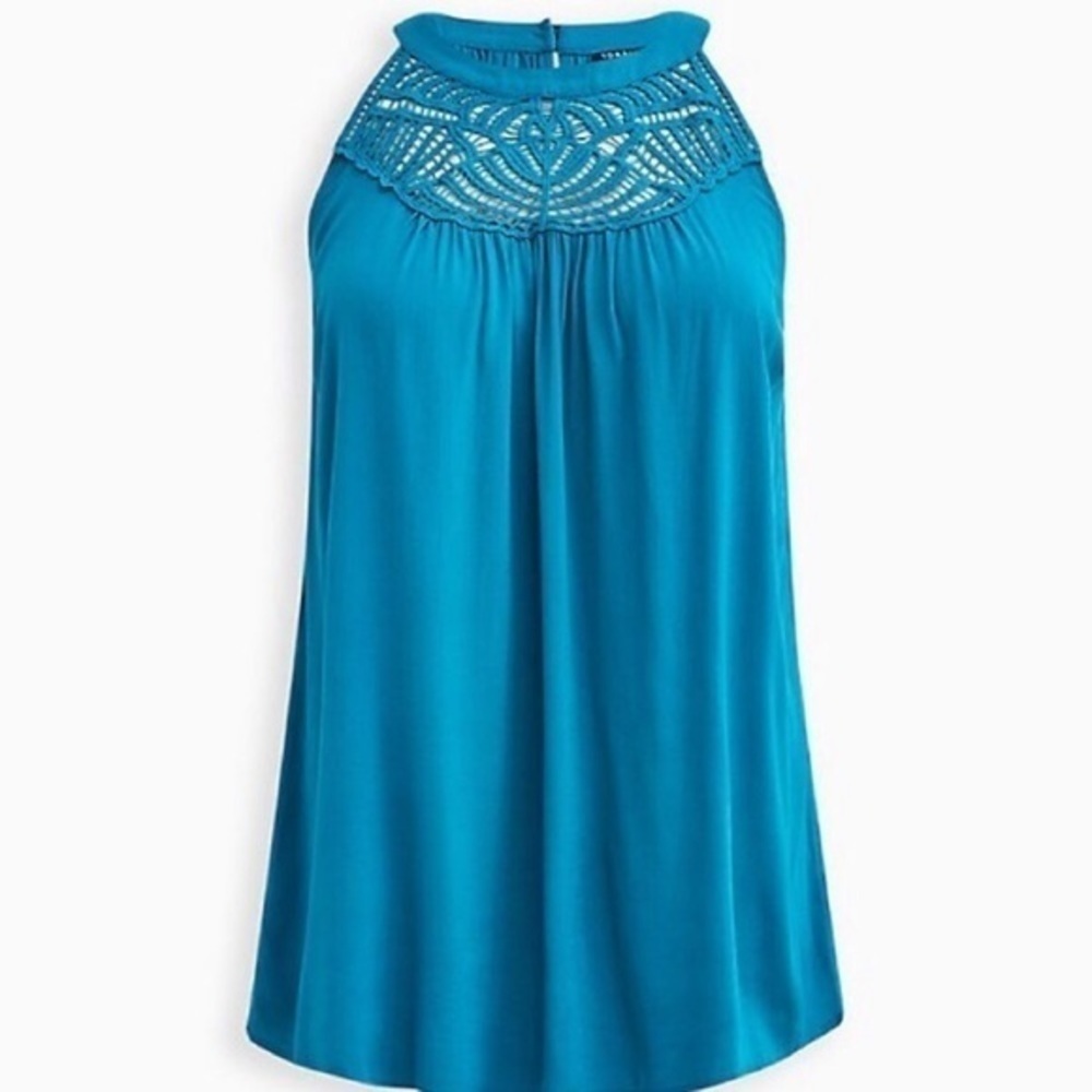 Teal Crochet Halter Tank Top - Picture 5 of 11